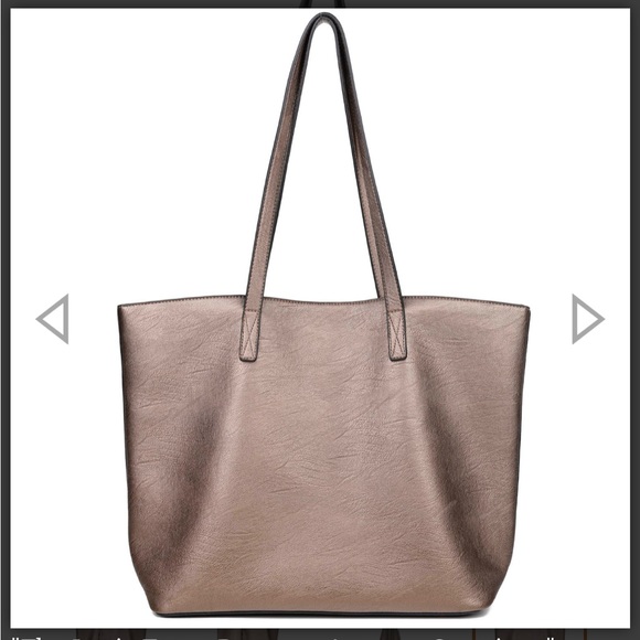The Lucia Tote - Large Bronze Tote Bag by Ampere; High quality vegan leather - Picture 2 of 16